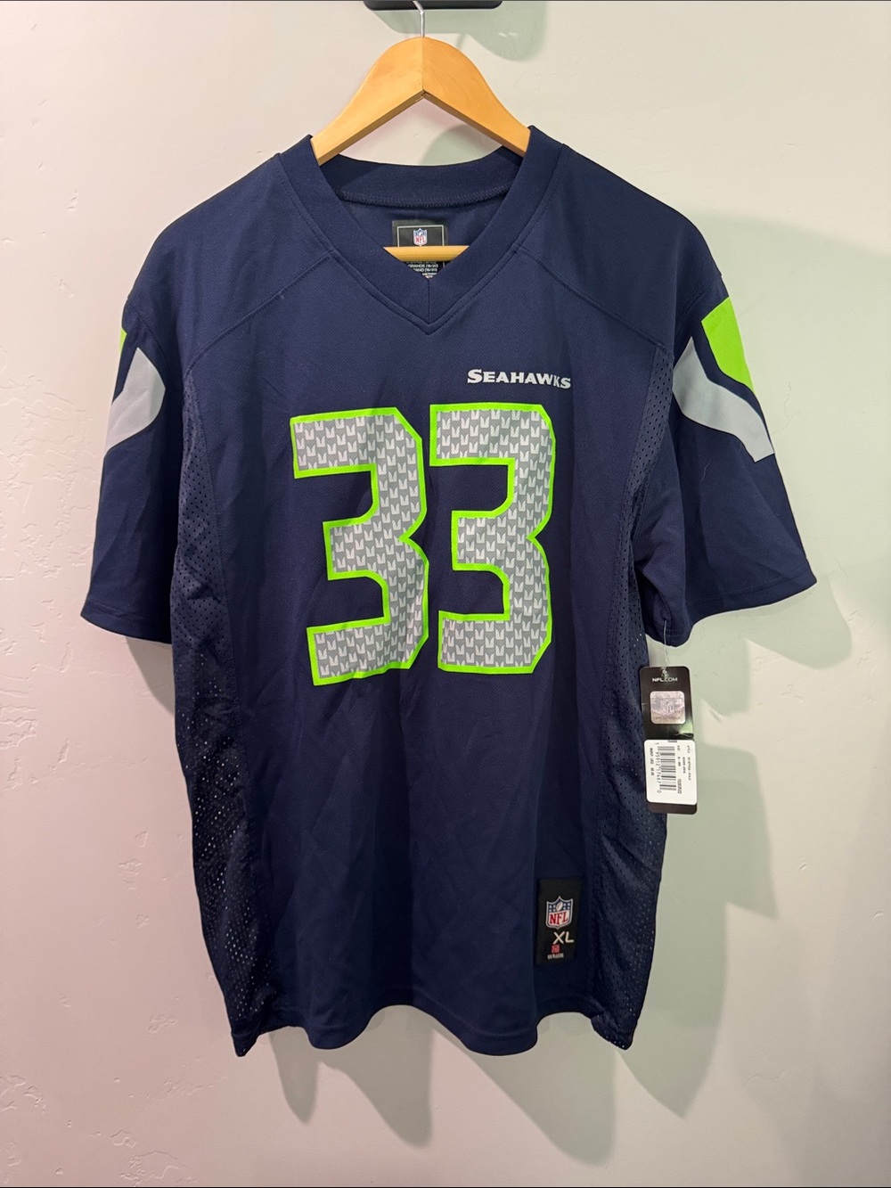 NFL Seattle Seahawks Navy and Lime #33 Kids Jersey